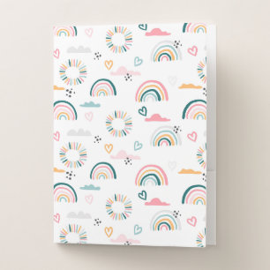 Rainbows & Hearts Pattern Pocket Folder