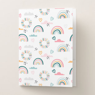 Rainbows & Hearts Pattern Pocket Folder