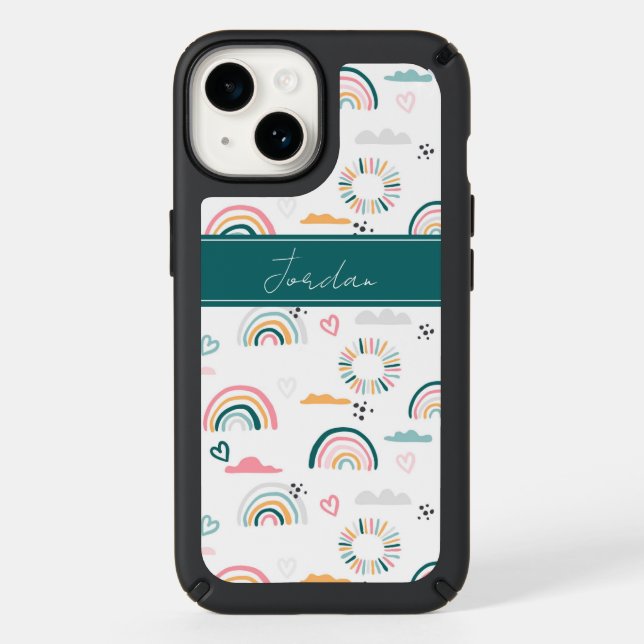 Rainbows & Hearts Pattern Speck iPhone Case (Front)