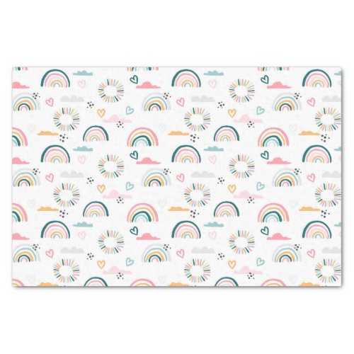 Rainbows  Hearts Pattern Tissue Paper
