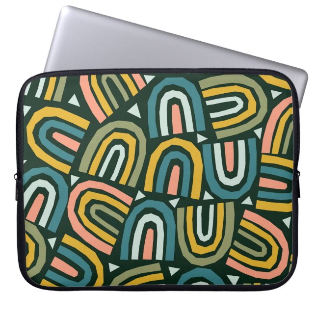 Rainbows in geometric style, vintage pattern. laptop sleeve (Front)