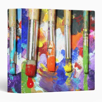 Rainbows In Progress Paintbrush Photography 3 Ring Binder by time2see at Zazzle