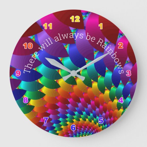 Rainbows inspirational vibrant metallic colours large clock