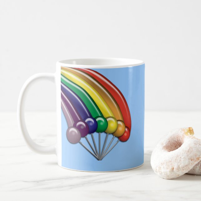 Rainbows & Lollipops Customizable Mug (With Donut)