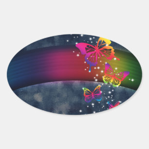 Rainbows n Butterflies Oval Sticker