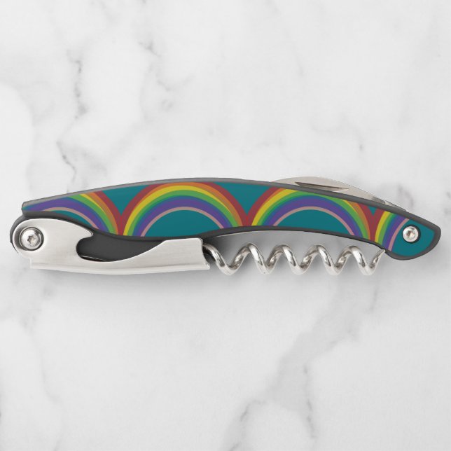 Rainbows on Blue Slate Waiter's Corkscrew (Front)