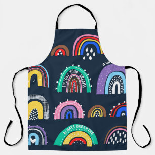 Rainbows on dark, hand-drawn style. apron