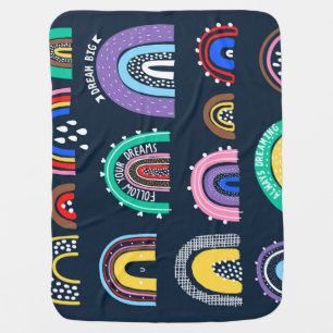 Rainbows on dark, hand-drawn style. baby blanket