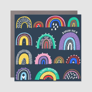 Rainbows on dark, hand-drawn style. car magnet