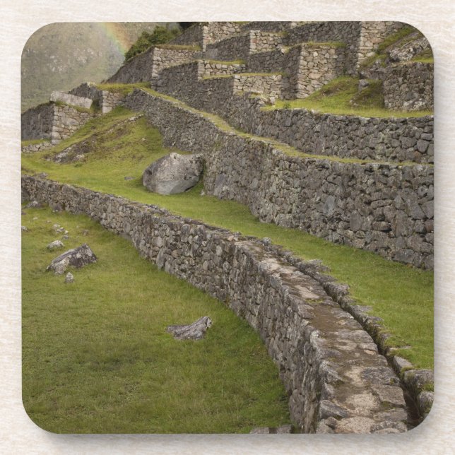 Rainbows over the agricultural terraces, Machu Beverage Coaster (Front)