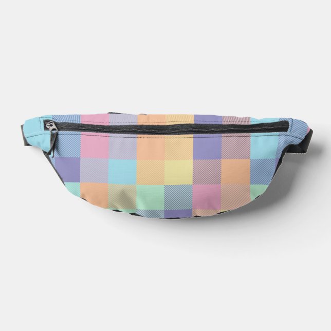 Rainbows Pastel Colors Buffalo Check Plaid 90s Fanny Pack (Lay Down)