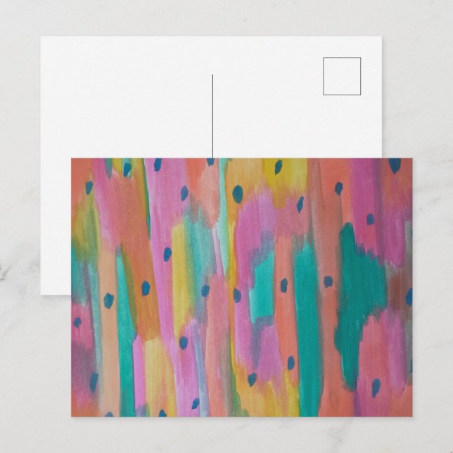 Rainbows & Raindrops Colorful Abstract  Postcard (Front/Back)