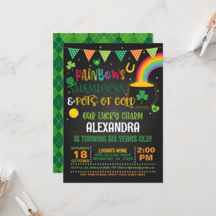 Rainbows, Shamrocks and Pots of Gold (B) Birthday  Invitation