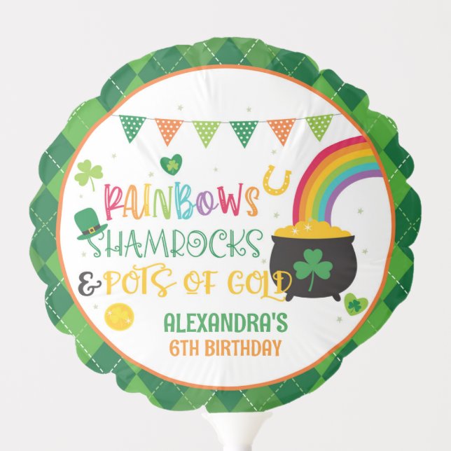 Rainbows, Shamrocks & Pots of Gold Balloon (Front)