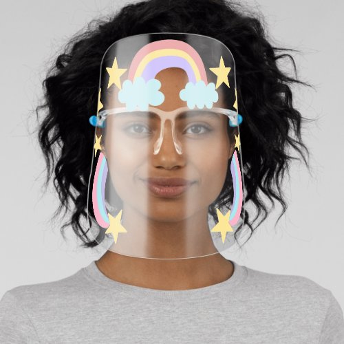 Rainbows Stars Clouds Reusable Washable Face Shield