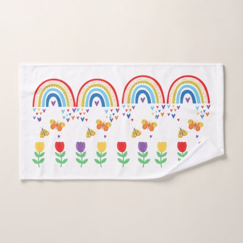 Rainbows Sunshine Butterflies Tulips Kids Hand  Hand Towel