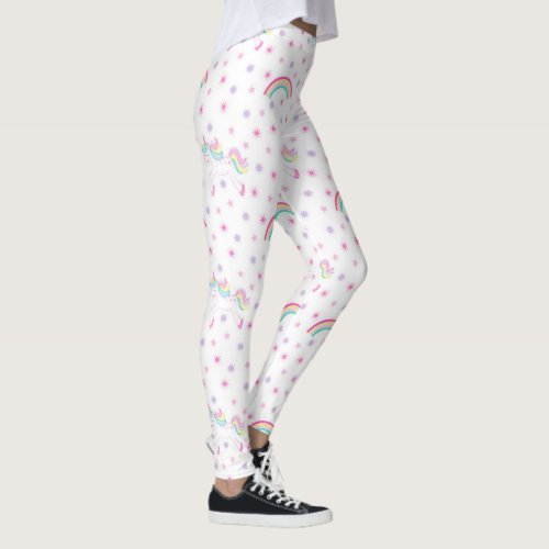 Rainbows unicorn Design Leggings  Pink Leggings 