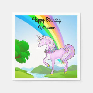 Rainbows & Unicorns Girl's Birthday Party Napkins