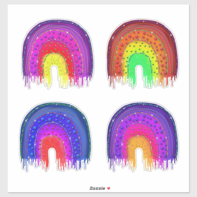 Rainbows With Beads and Stitches Set Sticker (Sheet)