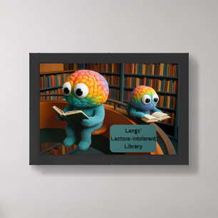 Rainbowy Brains Reading in Library Framed Art