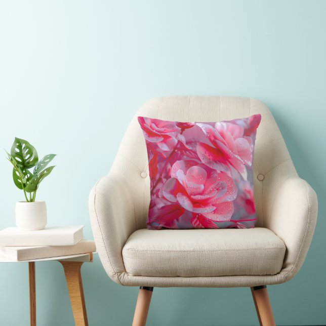 Raindrop Blush Pink Blossom Throw Pillow (Chair)