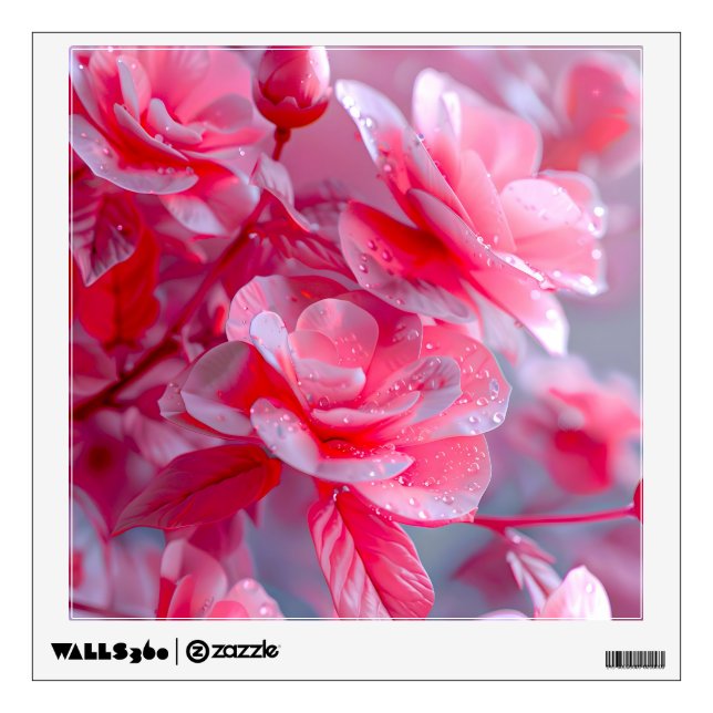 Raindrop Blush Pink Blossom Wall Decal (Front)