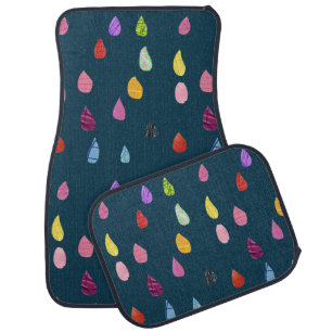 Raindrop boho colorful creative car floor mat