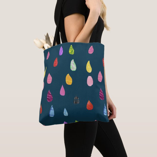 Raindrop boho colorful creative tote bag (Close Up)