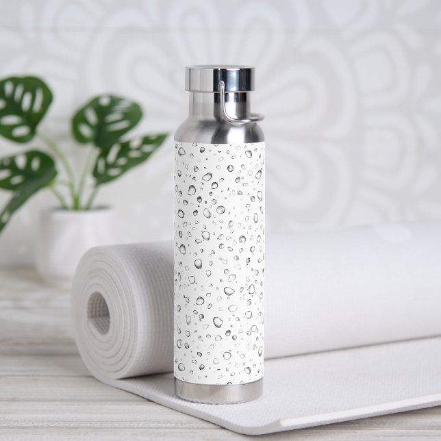 Raindrop Design On White Water Bottle (Yoga)