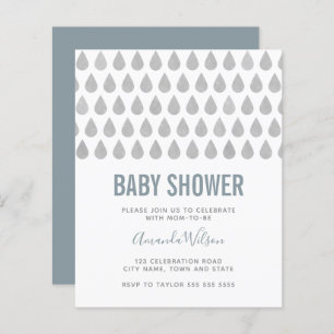 Raindrop Dusty Blue Gray Watercolor Baby Shower In