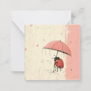 Raindrop Echoes: Minimalist Ladybug Note Card