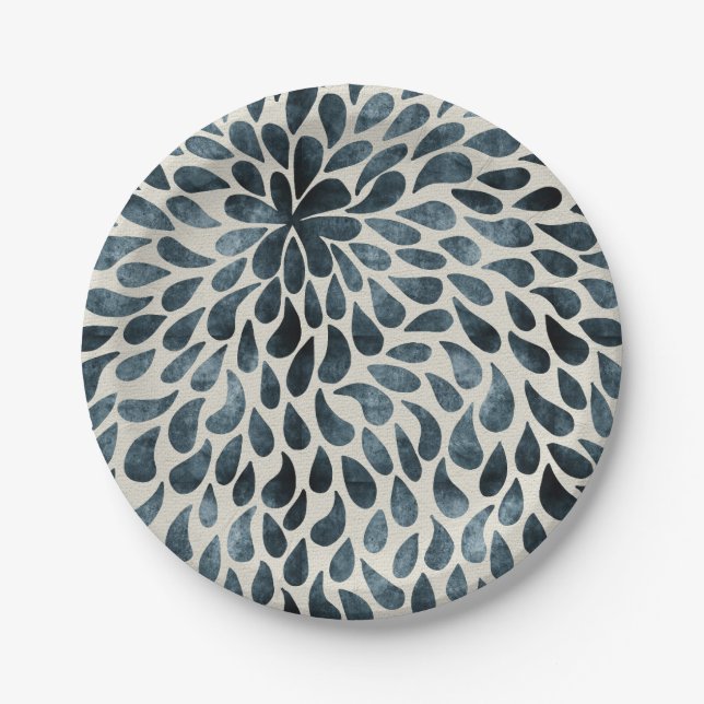 Raindrop Fractal Patterns in Nature Rain Art Patte Paper Plates (Front)