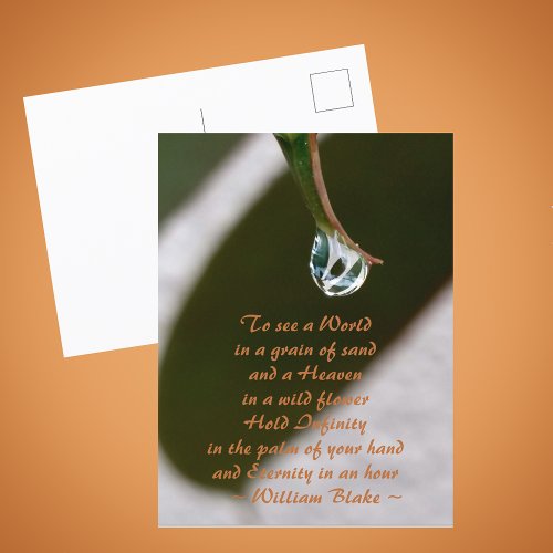 Raindrop on Leaf To See The World Blake Quote Postcard