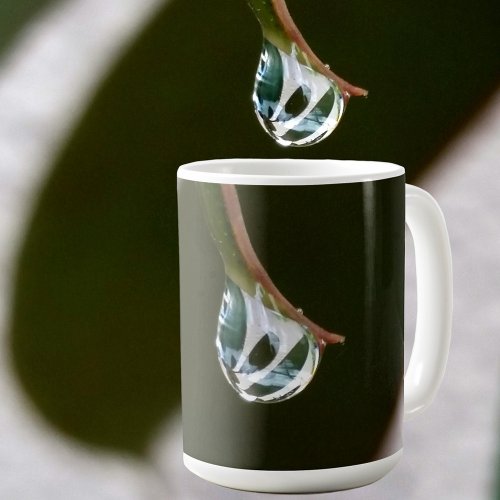 Raindrop on Tip of Leaf with Monogram Photographic Coffee Mug