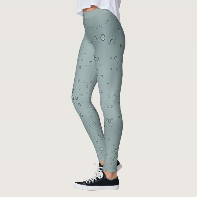 Raindrop Pattern Gray Nature Photo Water Droplet Leggings (Left)