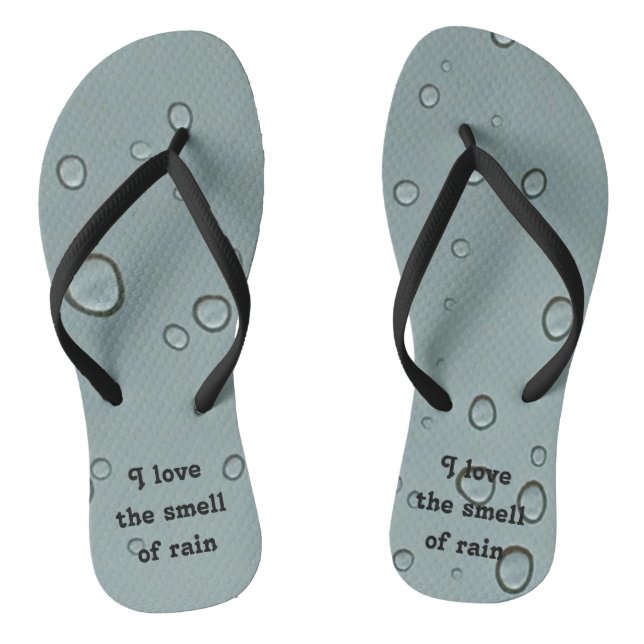 Raindrop Pattern Love Smell of Rain Water Droplet Flip Flops (Footbed)