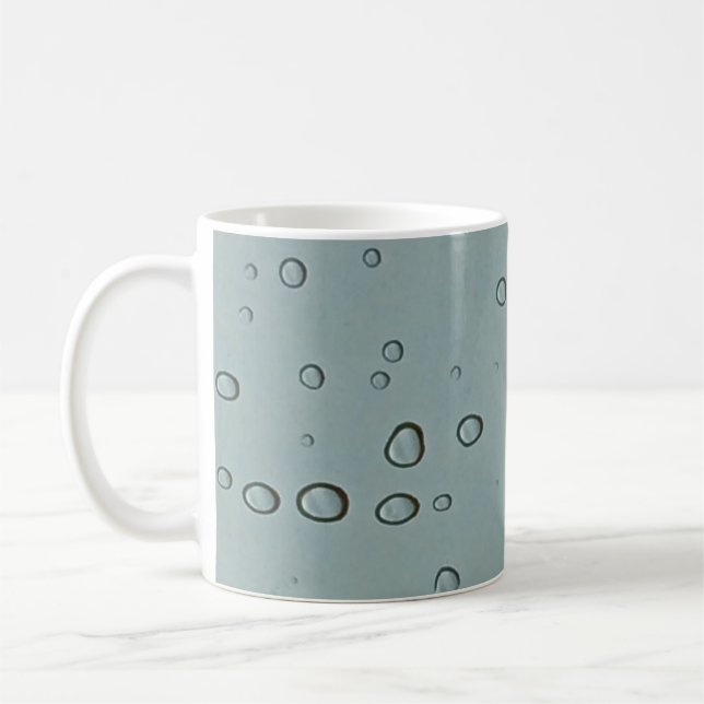 Raindrop Pattern Photo Gray Water Droplet Abstract Coffee Mug (Left)