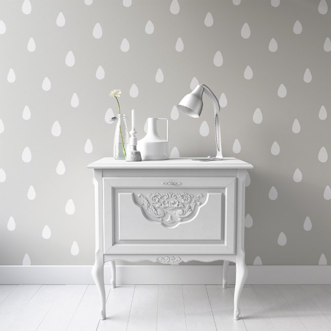 Raindrop Pattern Sage Green Wallpaper for Nursery Wallpaper (Creator Uploaded)