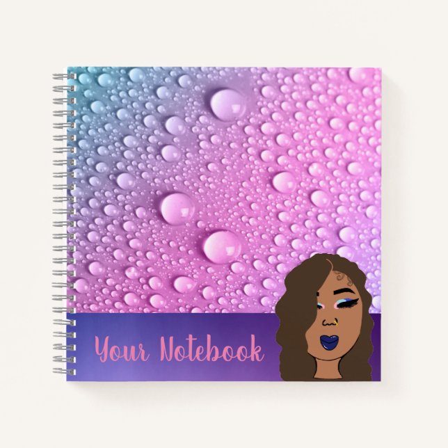 Raindrop Pink And Purple Square Shaped Notebook (Front)