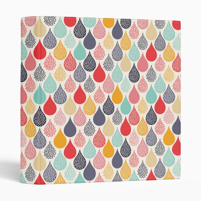 Raindrop Pop Art Dot Pattern 3 Ring Binder (Front/Spine)