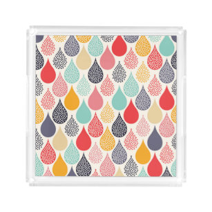 Raindrop Pop Art Dot Pattern Acrylic Tray