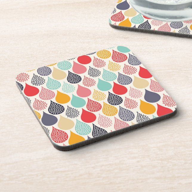 Raindrop Pop Art Dot Pattern Beverage Coaster (Left Side)