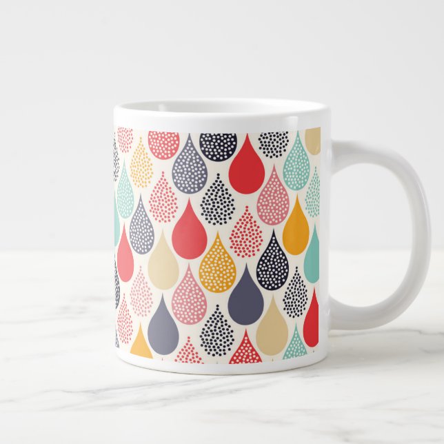 Raindrop Pop Art Dot Pattern Giant Coffee Mug (Right)
