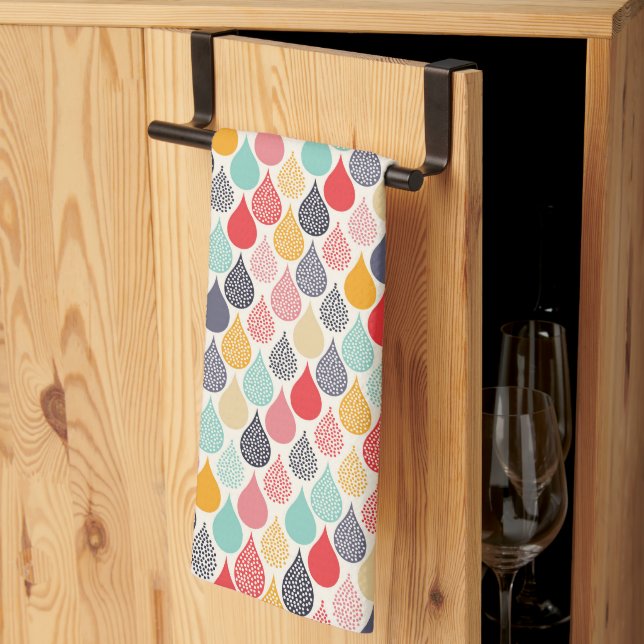Raindrop Pop Art Dot Pattern Kitchen Towel (Thirds Fold)
