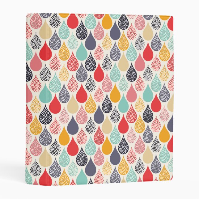 Raindrop Pop Art Dot Pattern Mini Binder (Front/Spine)