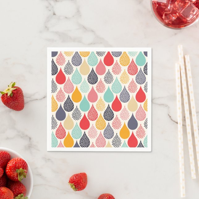 Raindrop Pop Art Dot Pattern Napkins (Insitu)