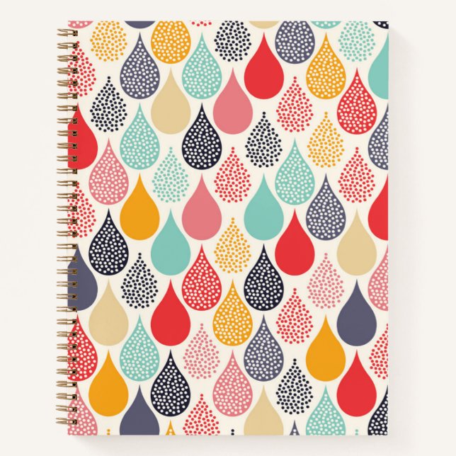 Raindrop Pop Art Dot Pattern Notebook (Front)