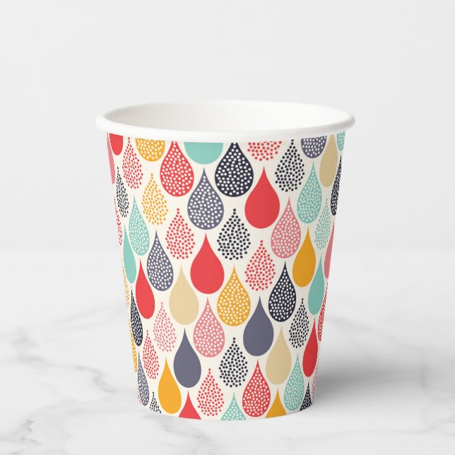 Raindrop Pop Art Dot Pattern Paper Cups (Front)