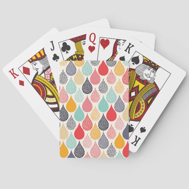 Raindrop Pop Art Dot Pattern Poker Cards (Back)