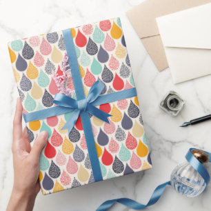 Raindrop Pop Art Dot Pattern Wrapping Paper